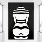 GALA | Minimalist Female Body Silhouette Print | Black and White Abstract Op Art | Modern Luxury Wall Art