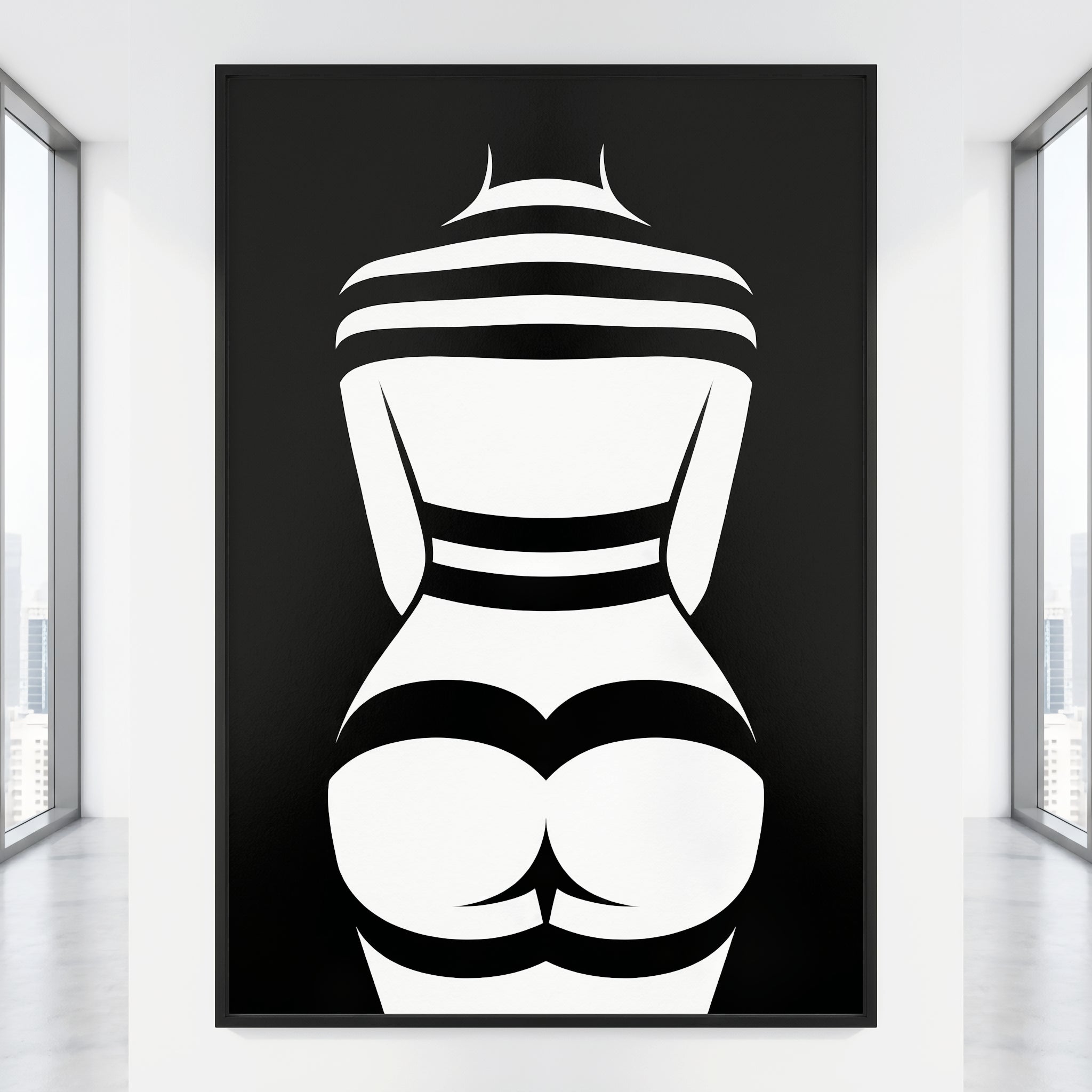 GALA | Minimalist Female Body Silhouette Print | Black and White Abstract Op Art | Modern Luxury Wall Art
