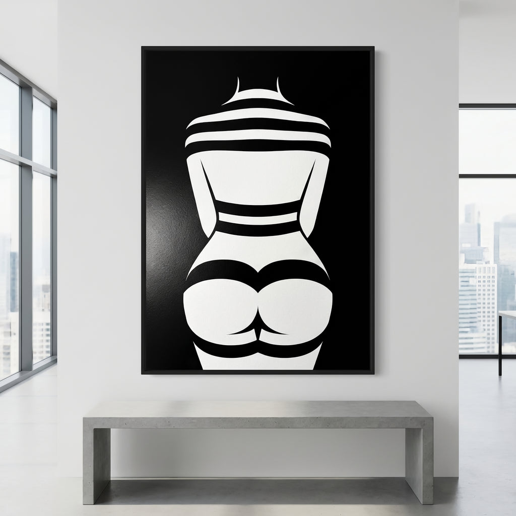 GALA | Minimalist Female Body Silhouette Print | Black and White Abstract Op Art | Modern Luxury Wall Art