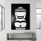GALA | Minimalist Female Body Silhouette Print | Black and White Abstract Op Art | Modern Luxury Wall Art