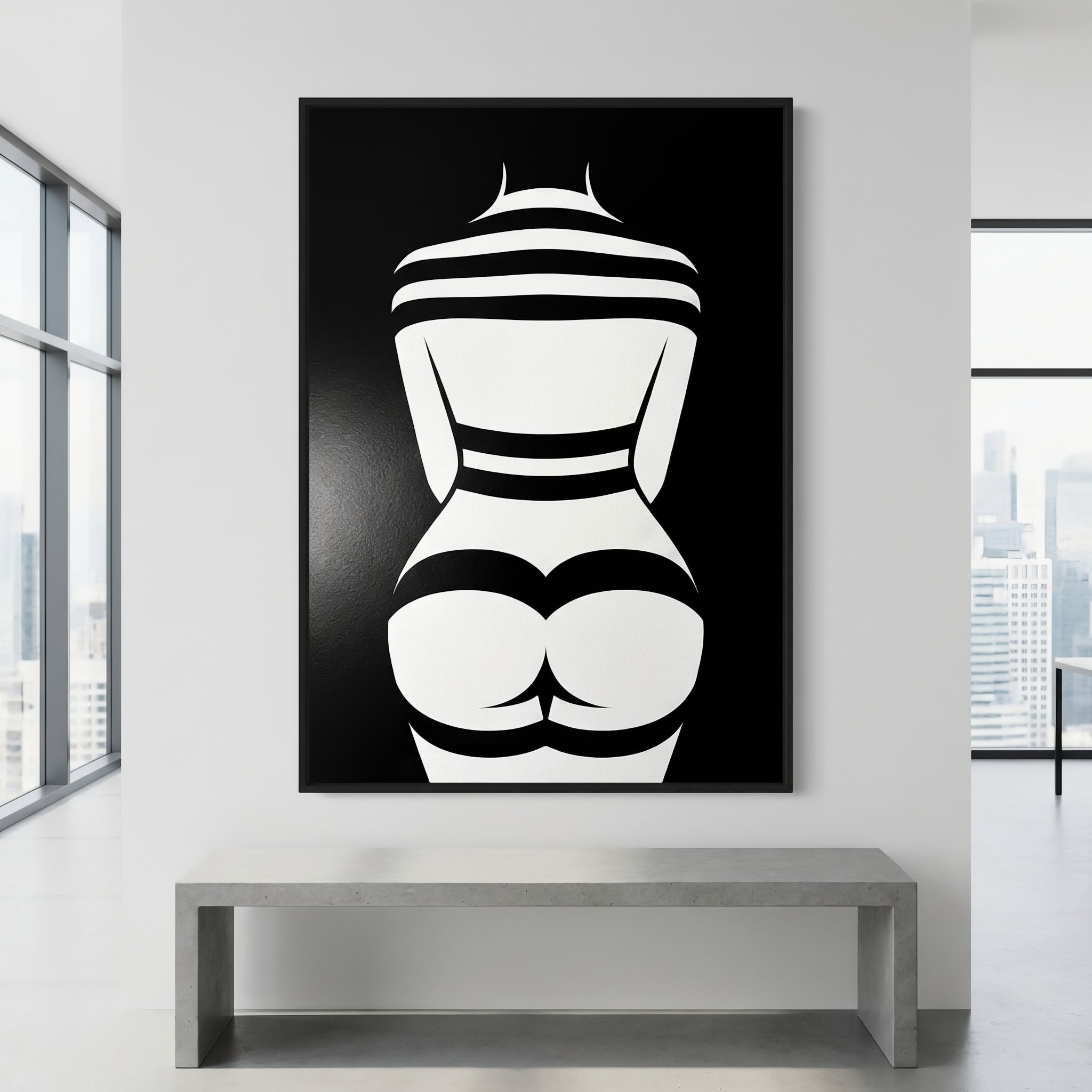 GALA | Minimalist Female Body Silhouette Print | Black and White Abstract Op Art | Modern Luxury Wall Art