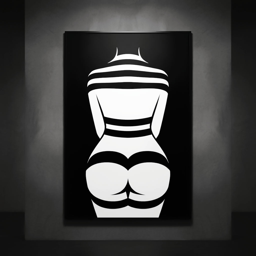 GALA | Minimalist Female Body Silhouette Print | Black and White Abstract Op Art | Modern Luxury Wall Art