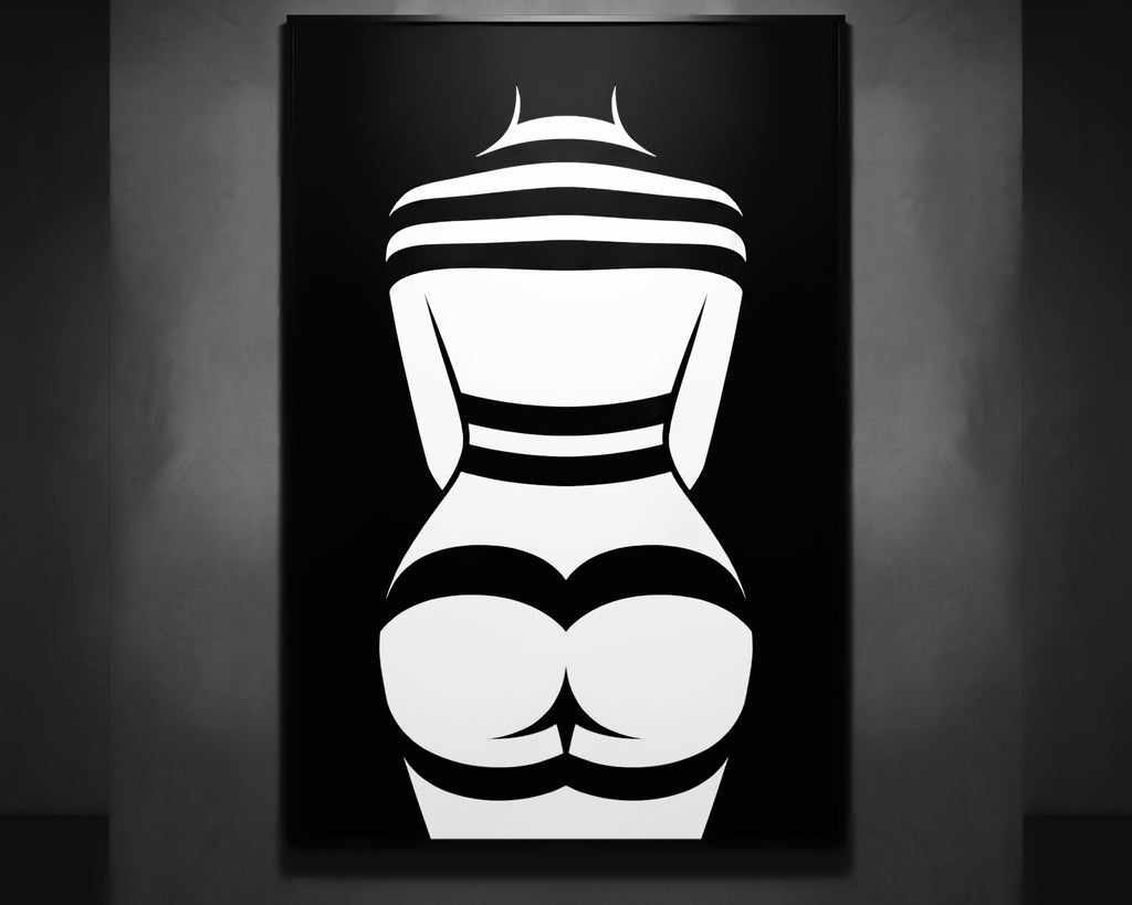 GALA | Minimalist Female Body Silhouette Print | Black and White Abstract Op Art | Modern Luxury Wall Art