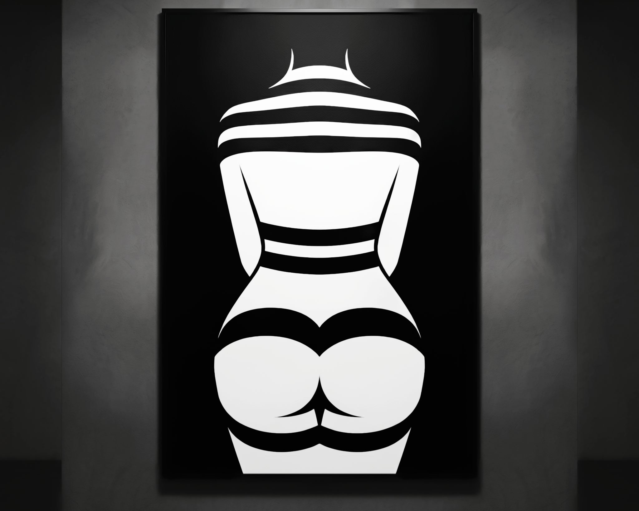 GALA | Minimalist Female Body Silhouette Print | Black and White Abstract Op Art | Modern Luxury Wall Art