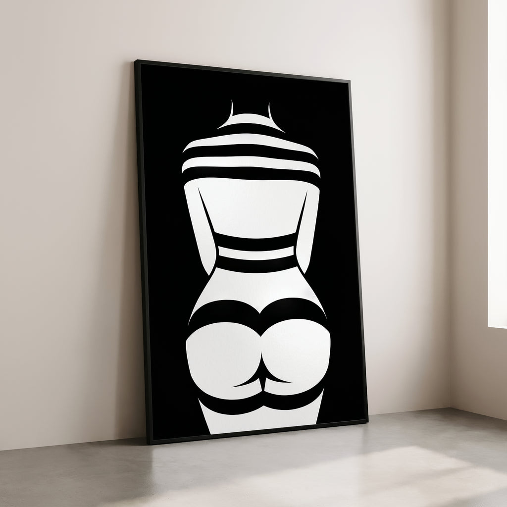 GALA | Minimalist Female Body Silhouette Print | Black and White Abstract Op Art | Modern Luxury Wall Art