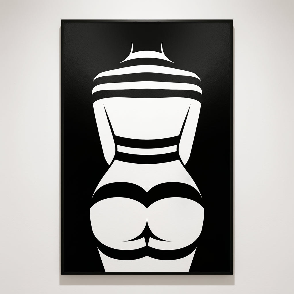 GALA | Minimalist Female Body Silhouette Print | Black and White Abstract Op Art | Modern Luxury Wall Art