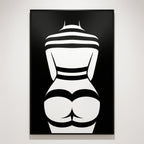 GALA | Minimalist Female Body Silhouette Print | Black and White Abstract Op Art | Modern Luxury Wall Art