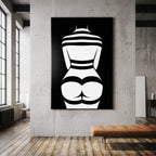 GALA | Minimalist Female Body Silhouette Print | Black and White Abstract Op Art | Modern Luxury Wall Art