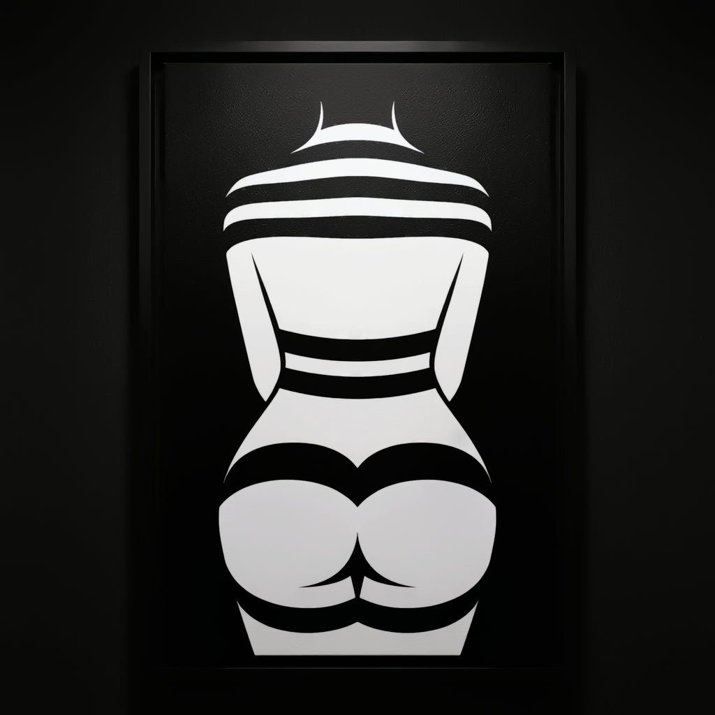 GALA | Minimalist Female Body Silhouette Print | Black and White Abstract Op Art | Modern Luxury Wall Art