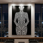 HYPNOS | Minimalist Zebra-Striped Female Figure Wall Art | Multi-Print Luxury Op Art