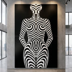 HYPNOS | Minimalist Zebra-Striped Female Figure Wall Art | Multi-Print Luxury Op Art