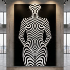 HYPNOS | Minimalist Zebra-Striped Female Figure Wall Art | Multi-Print Luxury Op Art