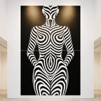 HYPNOS | Minimalist Zebra-Striped Female Figure Wall Art | Multi-Print Luxury Op Art