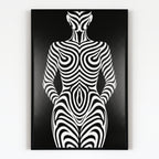 HYPNOS | Minimalist Zebra-Striped Female Figure Wall Art Print | Modern Luxury Op Art