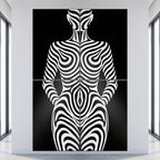 HYPNOS | Minimalist Zebra-Striped Female Figure Wall Art | Multi-Print Luxury Op Art