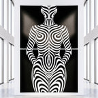 HYPNOS | Minimalist Zebra-Striped Female Figure Wall Art | Multi-Print Luxury Op Art