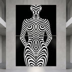 HYPNOS | Minimalist Zebra-Striped Female Figure Wall Art | Multi-Print Luxury Op Art