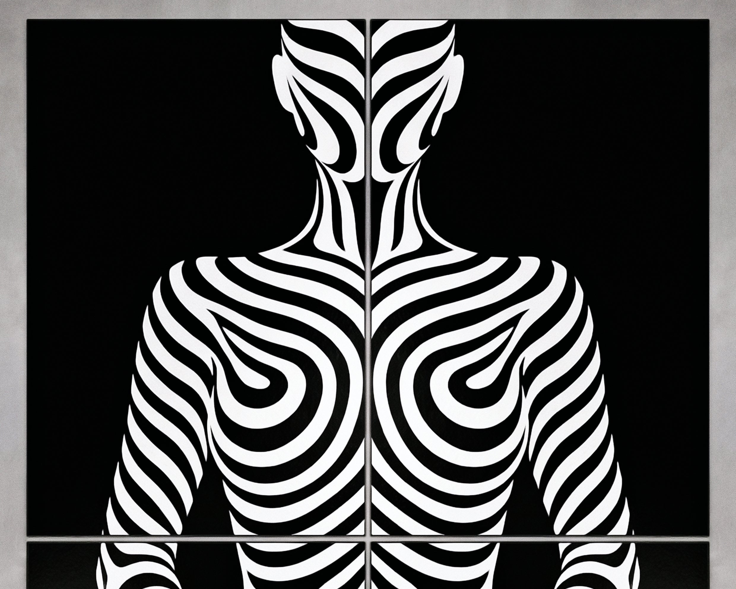 HYPNOS | Minimalist Zebra-Striped Female Figure Wall Art | Multi-Print Luxury Op Art