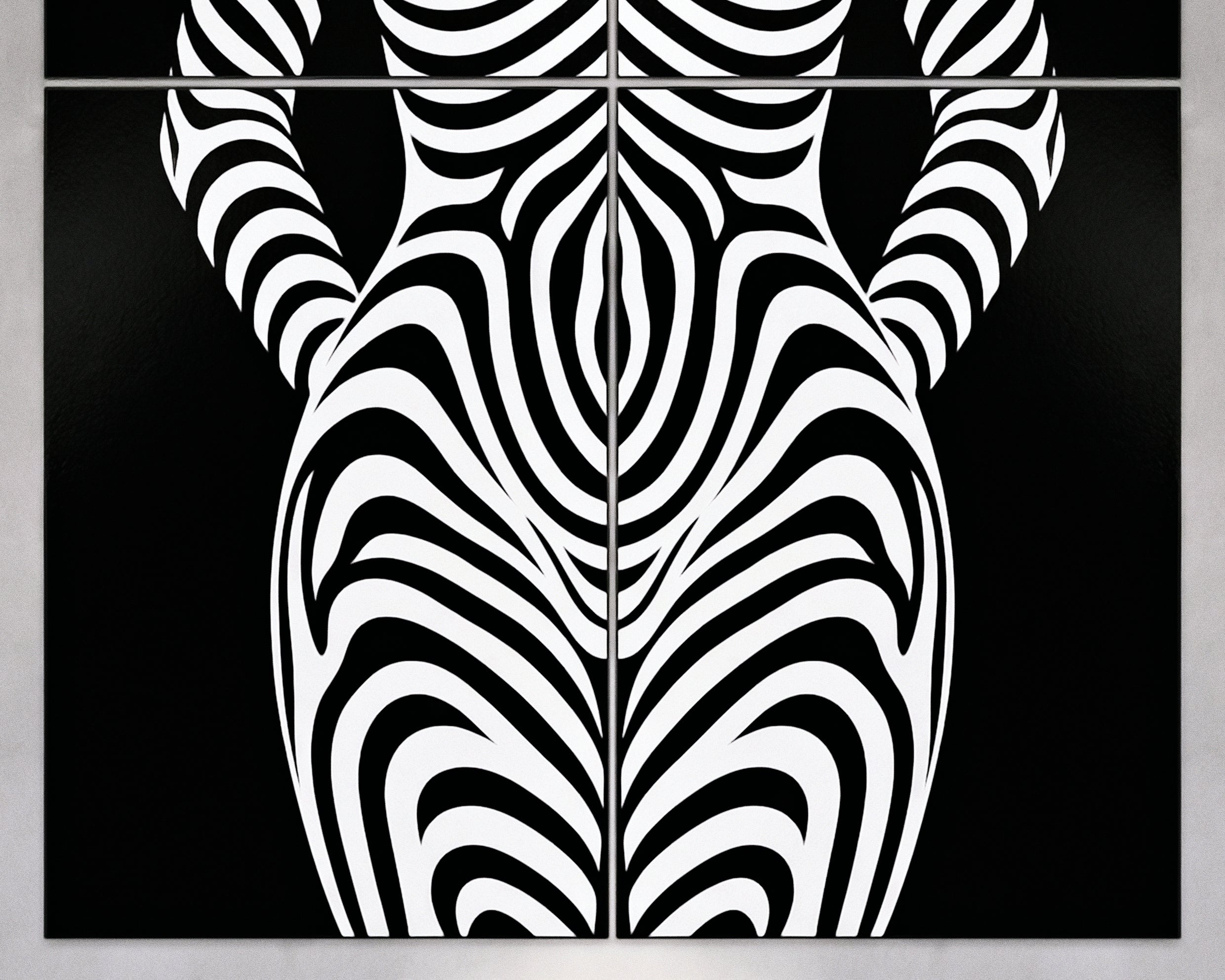 HYPNOS | Minimalist Zebra-Striped Female Figure Wall Art | Multi-Print Luxury Op Art