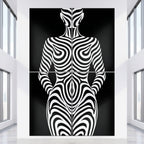 HYPNOS | Minimalist Zebra-Striped Female Figure Wall Art | Multi-Print Luxury Op Art