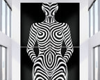 HYPNOS | Minimalist Zebra-Striped Female Figure Wall Art | Multi-Print Luxury Op Art