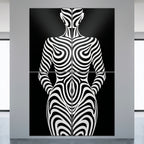 HYPNOS | Minimalist Zebra-Striped Female Figure Wall Art | Multi-Print Luxury Op Art