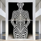 HYPNOS | Minimalist Zebra-Striped Female Figure Wall Art | Multi-Print Luxury Op Art