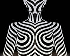 HYPNOS | Minimalist Zebra-Striped Female Figure Wall Art | Multi-Print Luxury Op Art