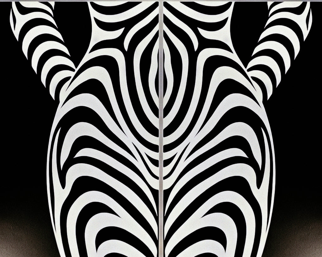 HYPNOS | Minimalist Zebra-Striped Female Figure Wall Art | Multi-Print Luxury Op Art