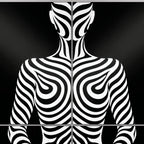 HYPNOS | Minimalist Zebra-Striped Female Figure Wall Art | Multi-Print Luxury Op Art