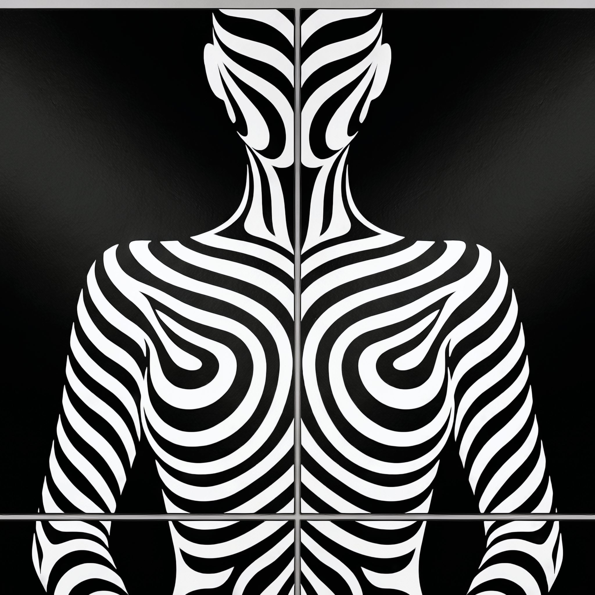 HYPNOS | Minimalist Zebra-Striped Female Figure Wall Art | Multi-Print Luxury Op Art