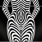 HYPNOS | Minimalist Zebra-Striped Female Figure Wall Art | Multi-Print Luxury Op Art