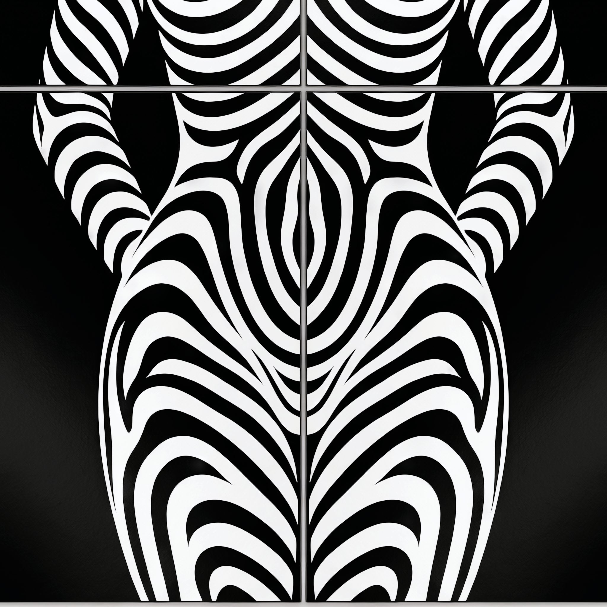 HYPNOS | Minimalist Zebra-Striped Female Figure Wall Art | Multi-Print Luxury Op Art