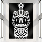 HYPNOS | Minimalist Zebra-Striped Female Figure Wall Art | Multi-Print Luxury Op Art