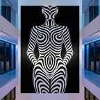 HYPNOS | Minimalist Zebra-Striped Female Figure Wall Art | Multi-Print Luxury Op Art