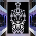HYPNOS | Minimalist Zebra-Striped Female Figure Wall Art | Multi-Print Luxury Op Art