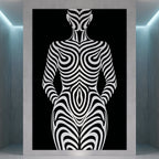 HYPNOS | Minimalist Zebra-Striped Female Figure Wall Art | Multi-Print Luxury Op Art