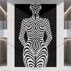 HYPNOS | Minimalist Zebra-Striped Female Figure Wall Art | Multi-Print Luxury Op Art
