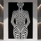 HYPNOS | Minimalist Zebra-Striped Female Figure Wall Art | Multi-Print Luxury Op Art