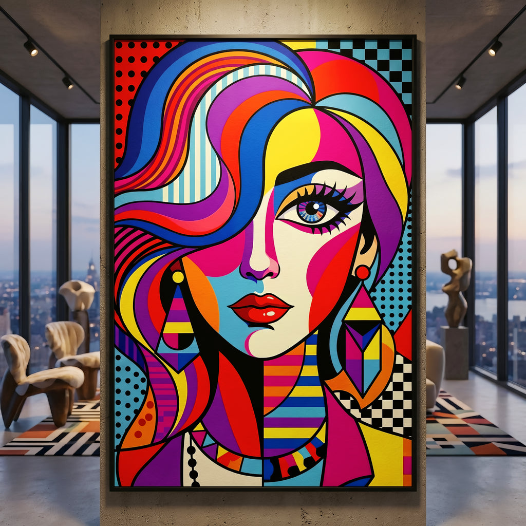 ICON | Vibrant Modern Female Pop Art | Luxury Maximalist Portrait Print