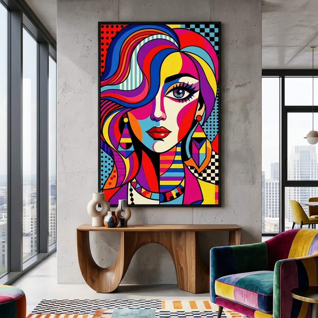 ICON | Vibrant Modern Female Pop Art | Luxury Maximalist Portrait Print