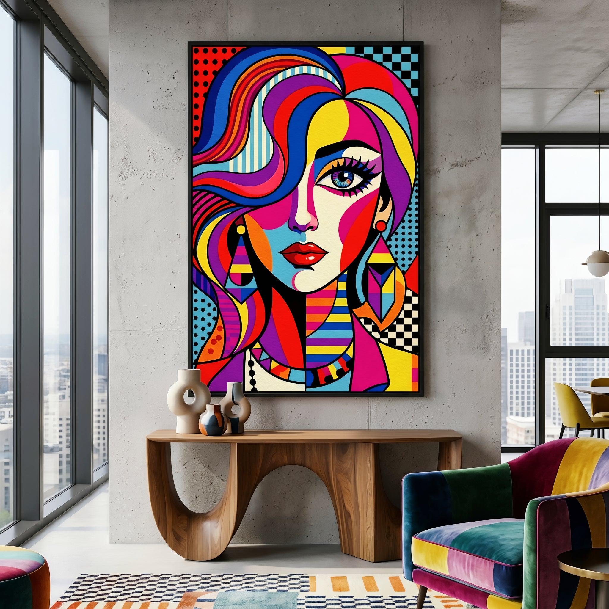 ICON | Vibrant Modern Female Pop Art | Luxury Maximalist Portrait Print