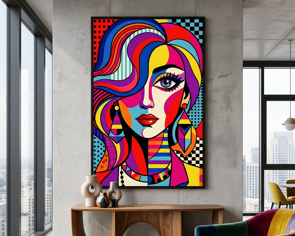 ICON | Vibrant Modern Female Pop Art | Luxury Maximalist Portrait Print