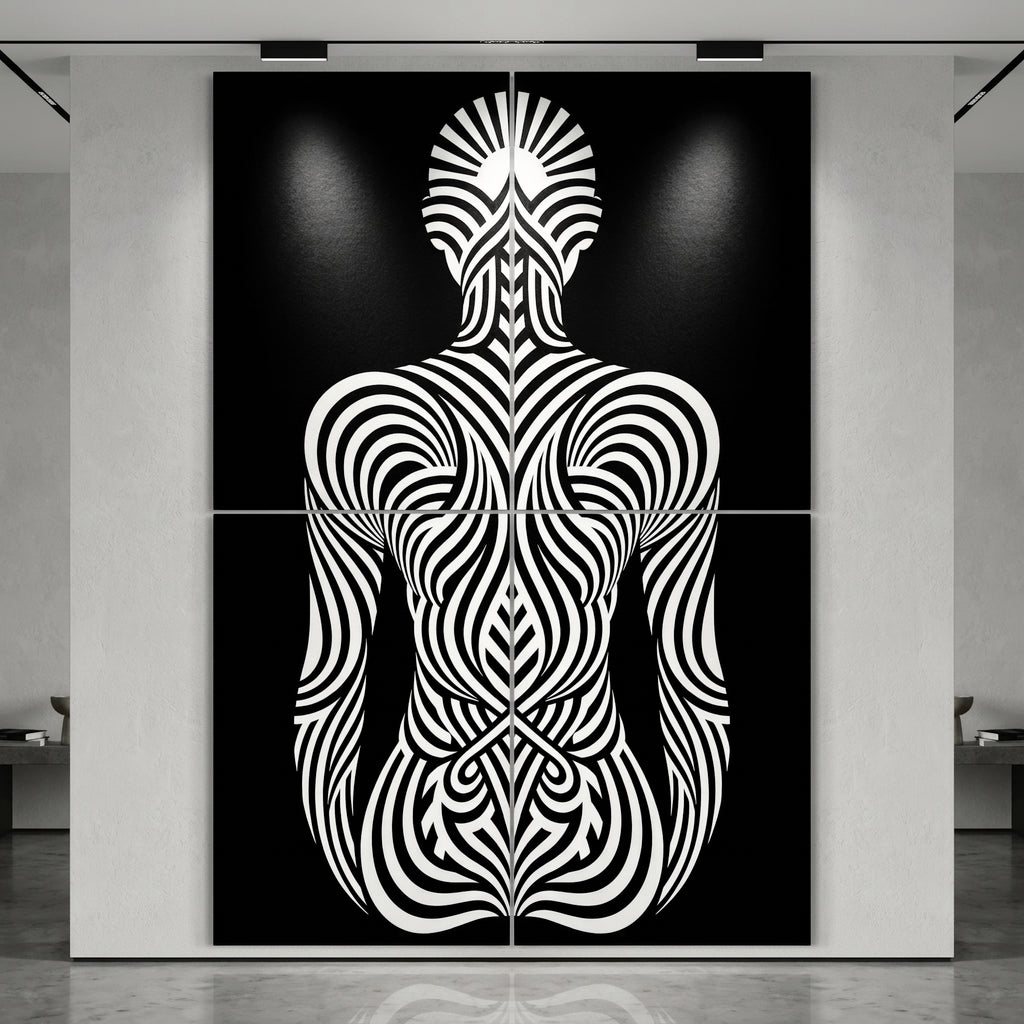 INVITATION | Minimalist Female Figure Op Art | B&W | 8K - 32K Prints