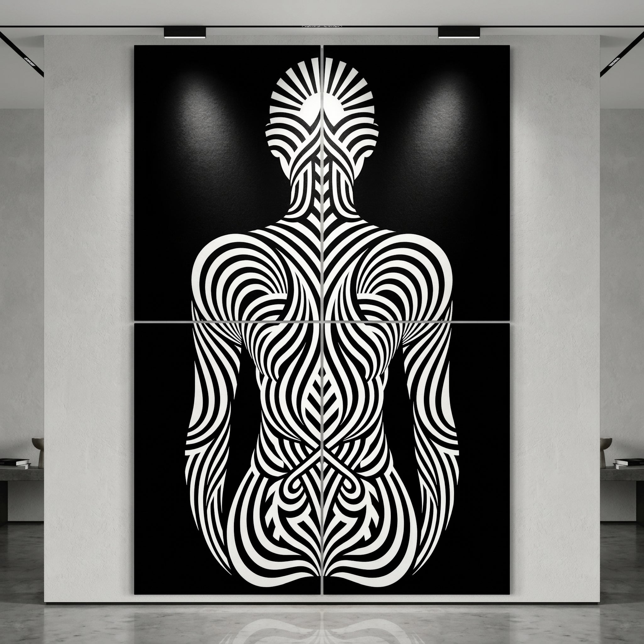 INVITATION | Minimalist Female Figure Op Art | B&W | 8K - 32K Prints