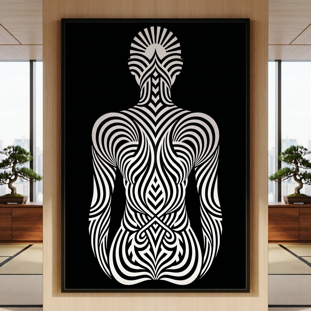 INVITATION | Minimalist Female Figure Op Art | B&W | 8K - 32K Prints