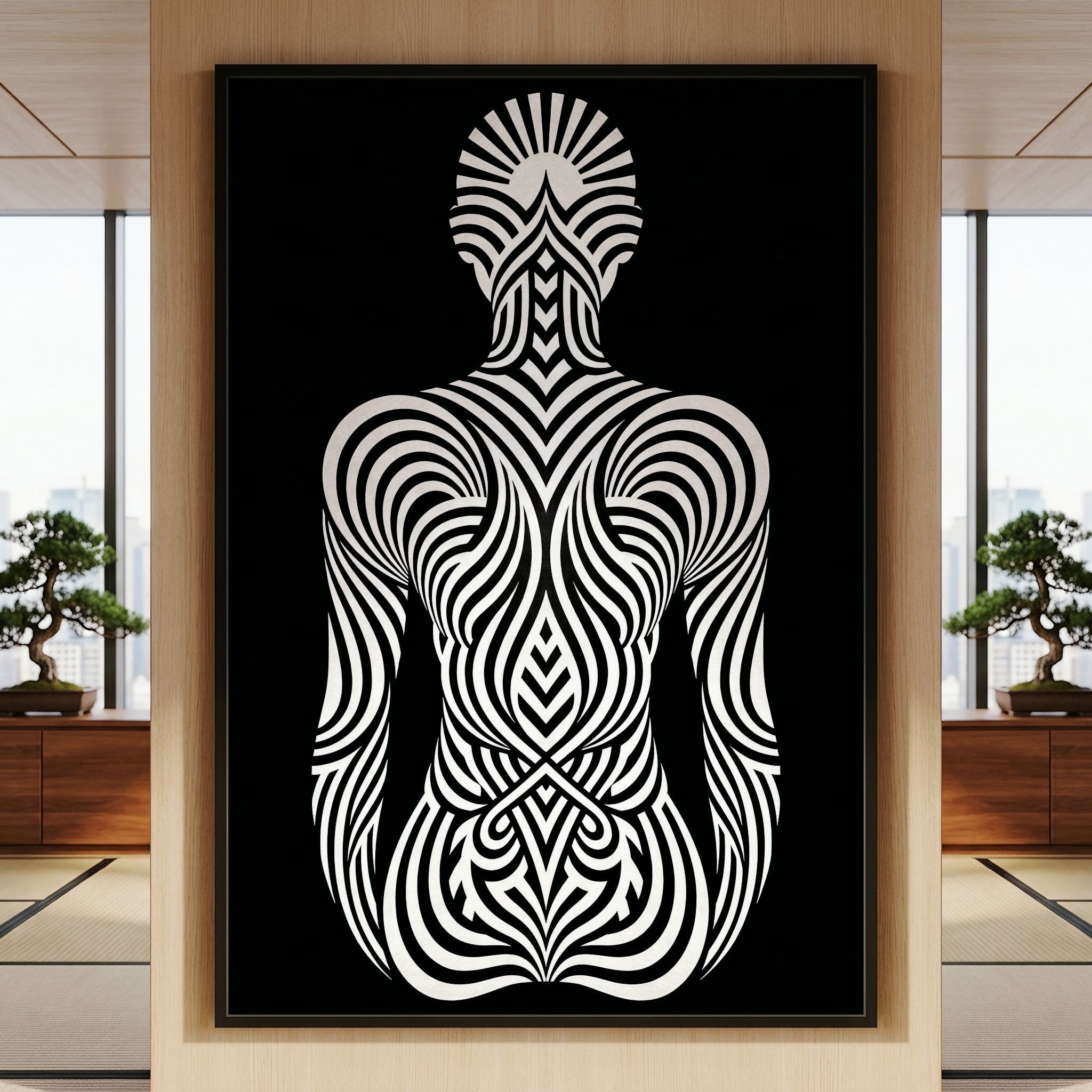 INVITATION | Minimalist Female Figure Op Art | B&W | 8K - 32K Prints