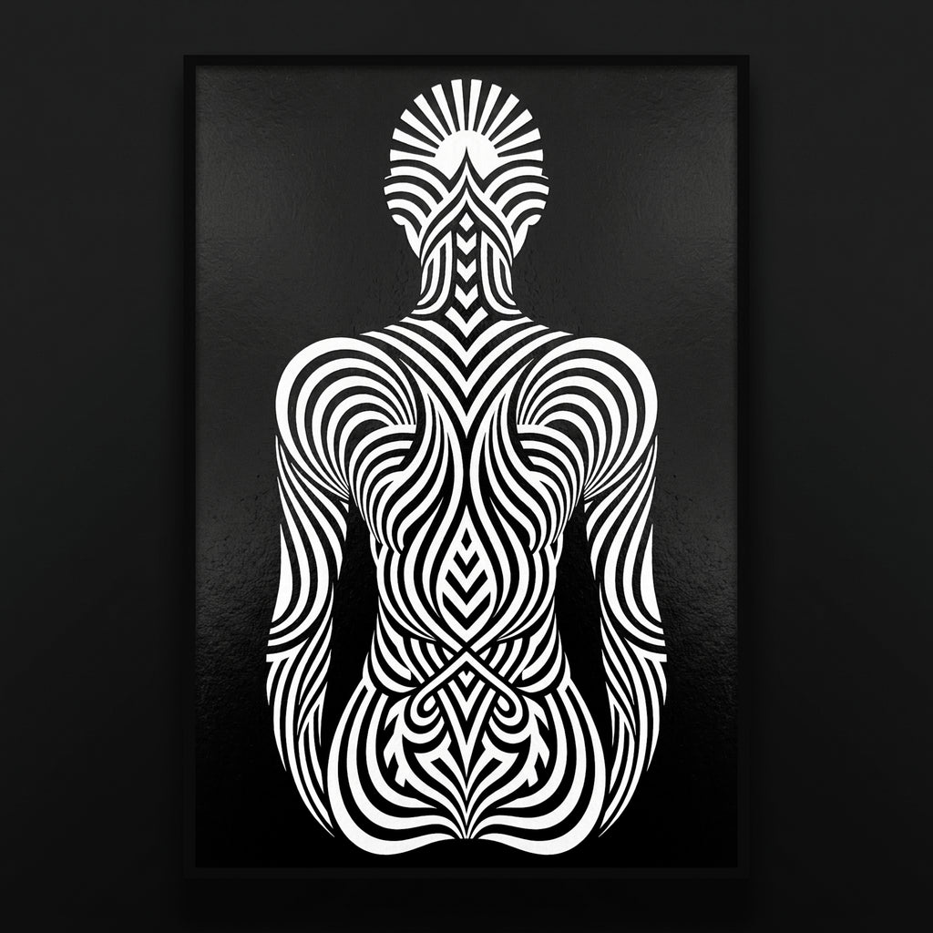INVITATION | Respectful Female Bowing Minimalist Op Art Print | Modern Wall Art Luxury Decor