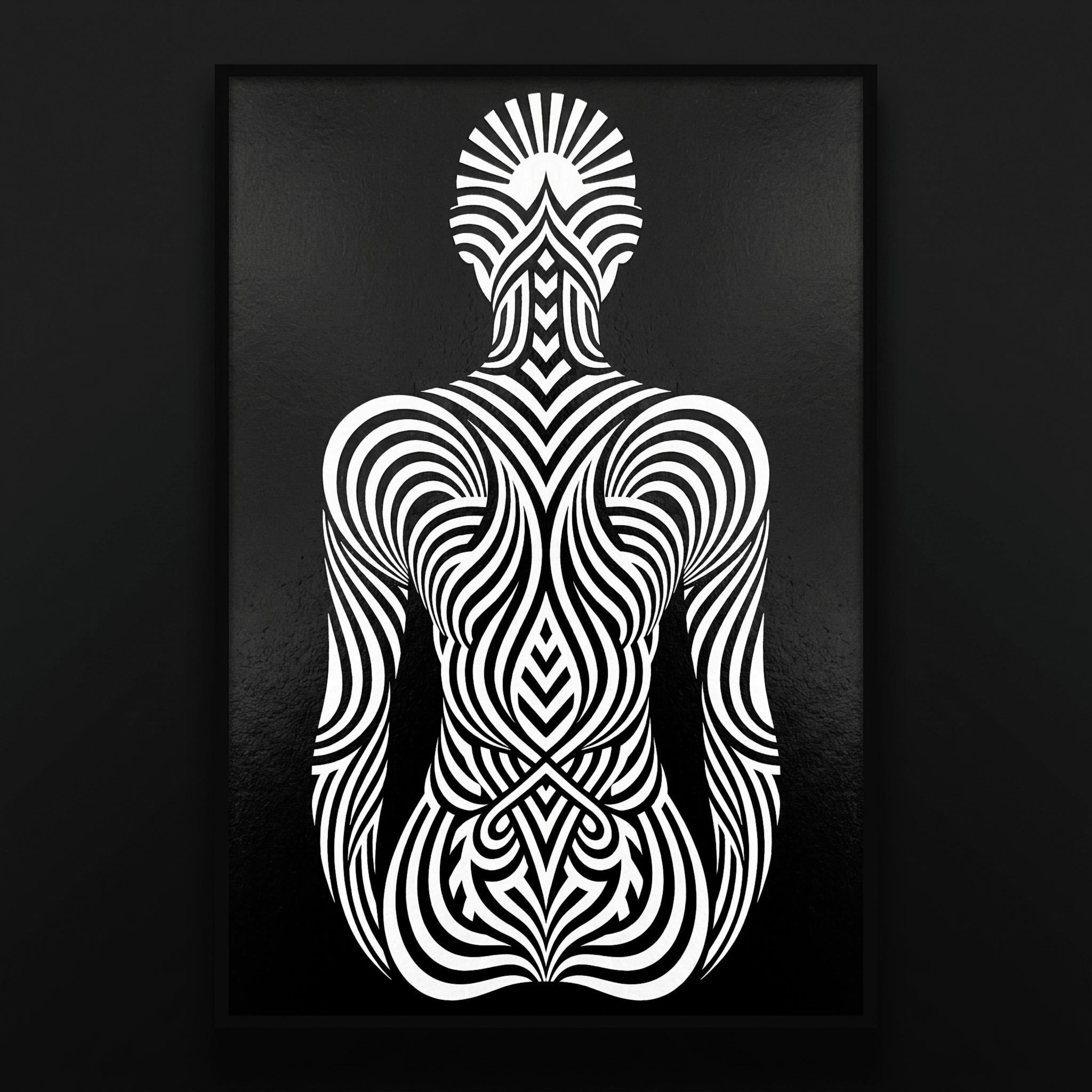 INVITATION | Respectful Female Bowing Minimalist Op Art Print | Modern Wall Art Luxury Decor