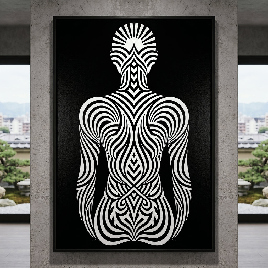 INVITATION | Respectful Female Bowing Minimalist Op Art Print | Modern Wall Art Luxury Decor